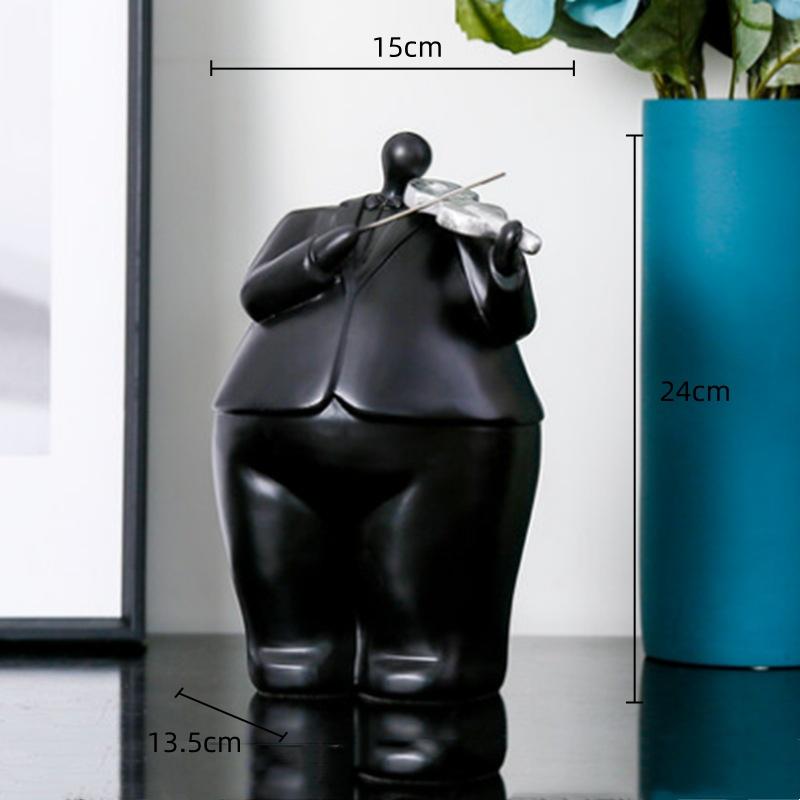 Resin Handicrafts Simulated Human Figure Sculpture Musical Instrument Cartoon Band Character Sculptures Home Decoration