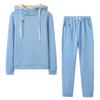2025 Autumn/Winter Women's Fleece Fashion Leather Patch Hooded Casual Sports Set