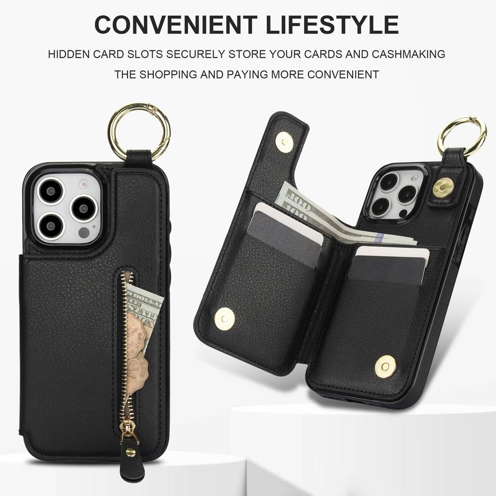 For iPhone 16 15 14 13 12 11 Pro Max 13 12 Mini X XS Max XR SE Wallet Case with Card Holder,Premium Leather Magnetic Clasp Cover