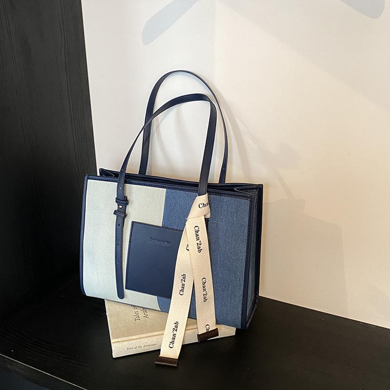 Denim bag women's new casual versatile shoulder bag large capacity tote bag commuter bag