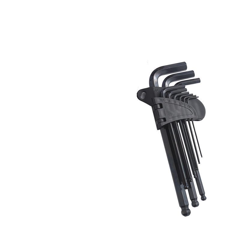 9-Piece Black Ball Head Hex Key Set - Strong Torque Hexagonal Wrench for 6-Sided Screws.