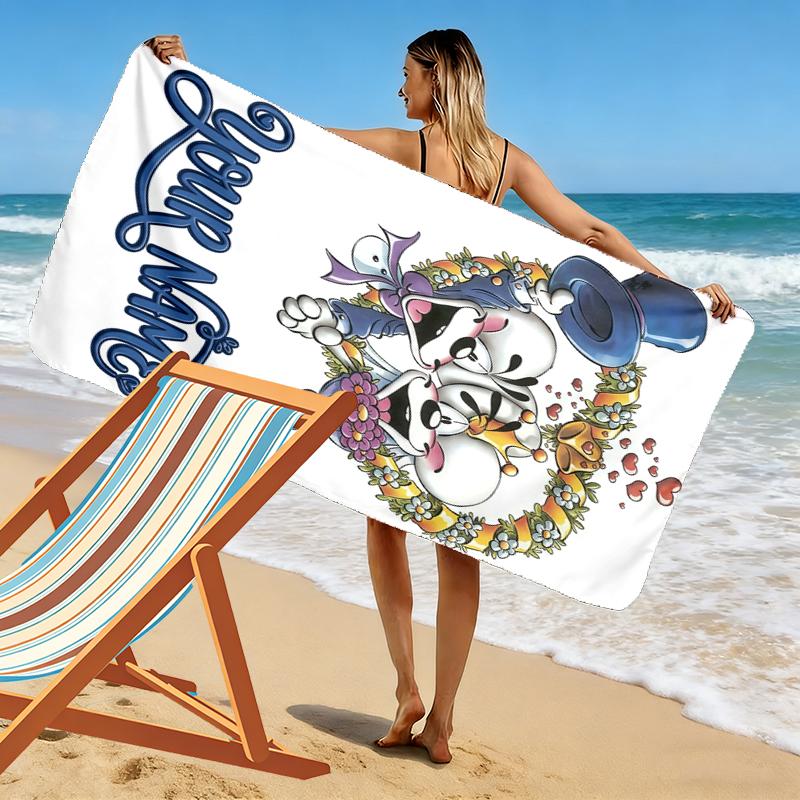 Personalisierbares Diddl-Print Strandtuch, Großes Weiches Schnelltrocknendes Handtuch für Strand Camping Schwimmen_xia