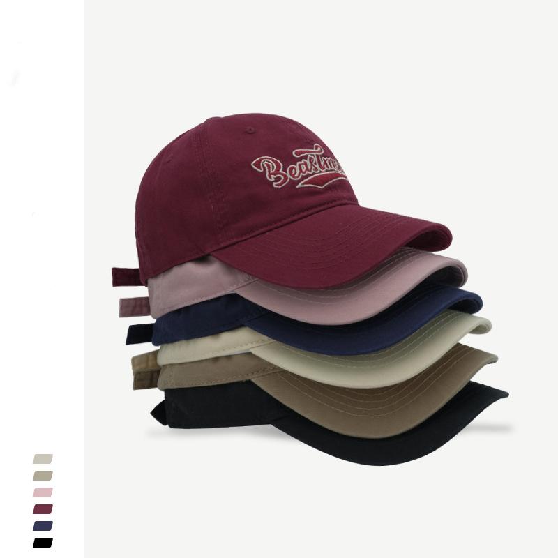 Fashion Hat Original Homemade Letter Embroidery Soft Top Baseball Cap Men's and Women's Korean Version Four Seasons Versatile Soft Top Cap Show Small