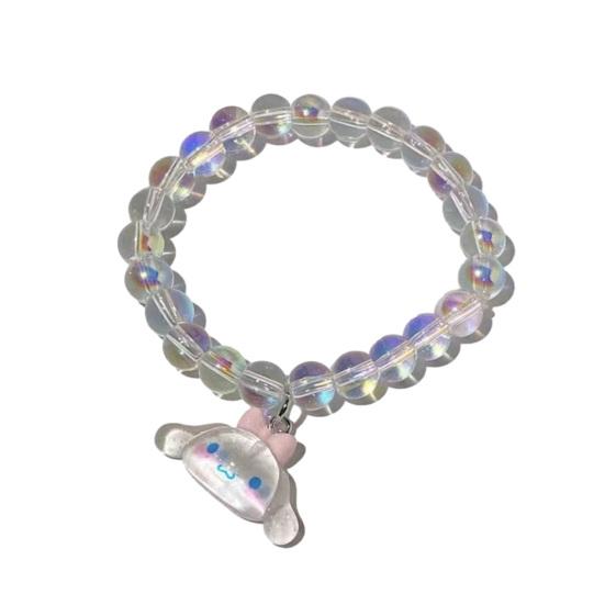 Iridescent Beaded Bracelet Clear Faux Crystal Bracelet Cute Cartoon Animal Charm Bracelet Gift for Girls Best