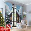 2pcs 2D Flat Printing Merry Christmas Popular Window Curtains Cozy Cabin Christmas Snow Gifts 100% Polyester Without Electricity