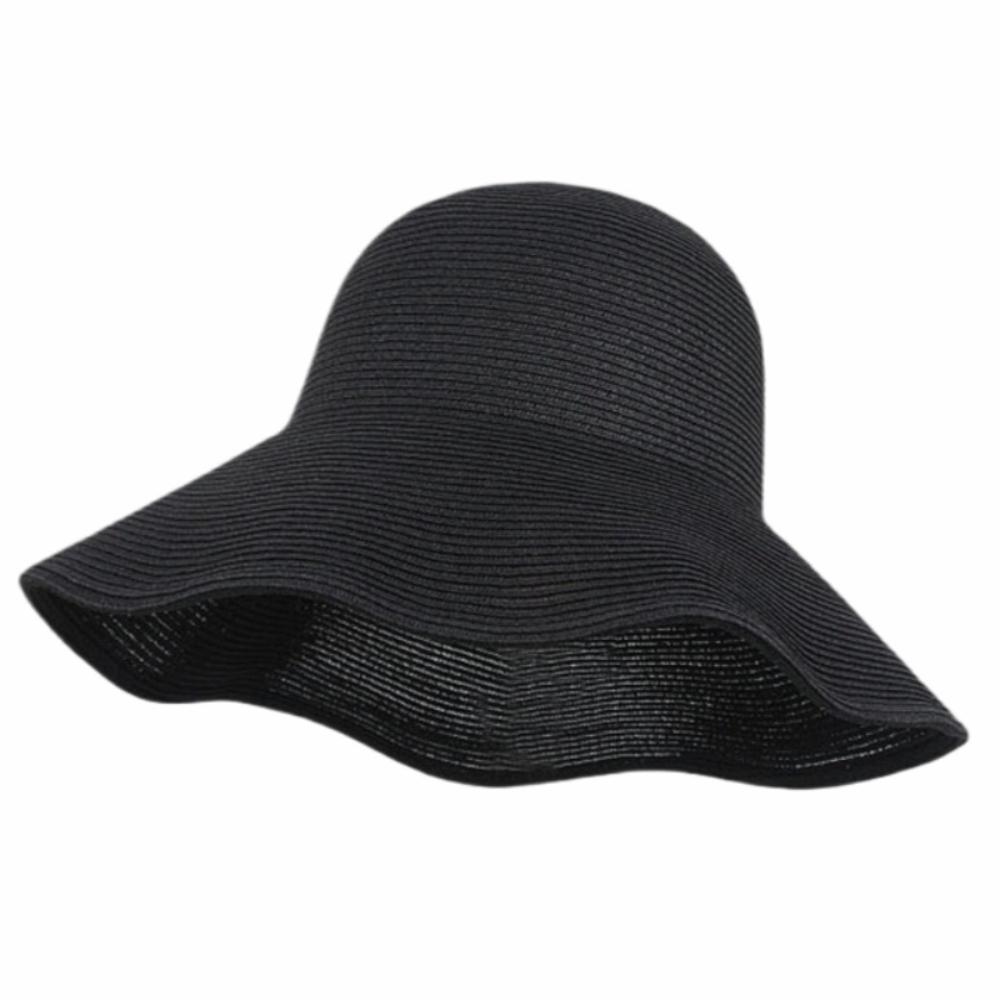 Wide Brim Straw Sun Hat Breathable Weave Wide Brim Hat Women Accessory Bucket Sun Hat Daily Wear чёрный
