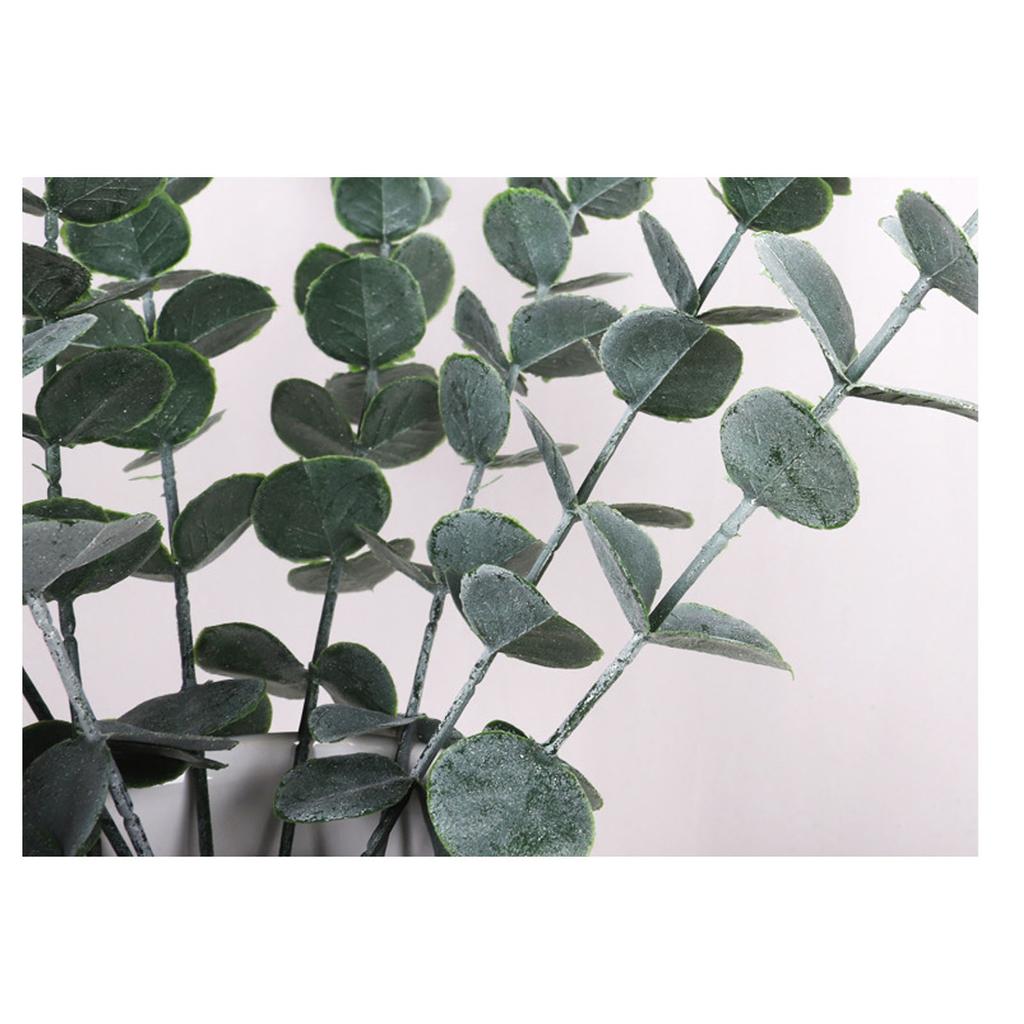 Eucalyptus Stem Decor 24 Leaves Plastic Iron Wire Artificial Fake Faux Eucalyptus Stem for Home Party Wedding Decoration