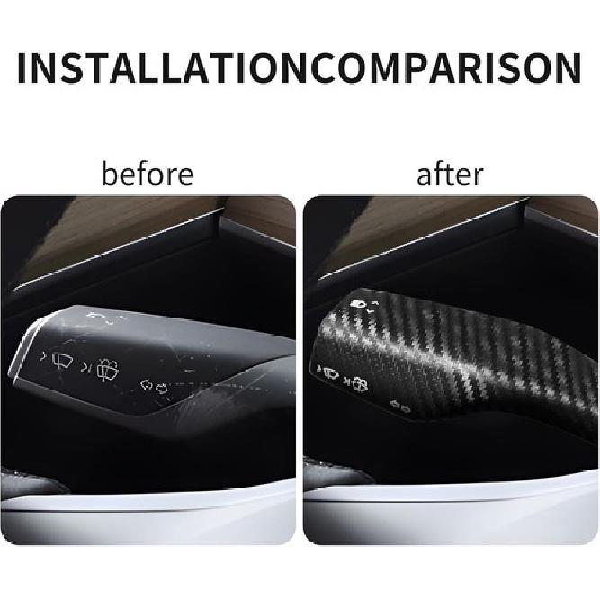 Steering Lever Cover for Model 3 Model Y 2017-2024, Matt Carbon Fiber Pattern