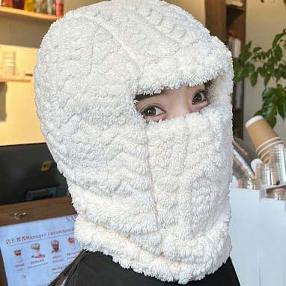 Polyester Warm Wrap Head Hat Solid Color Compact Cap Scarf Ski Windproof Cap Women