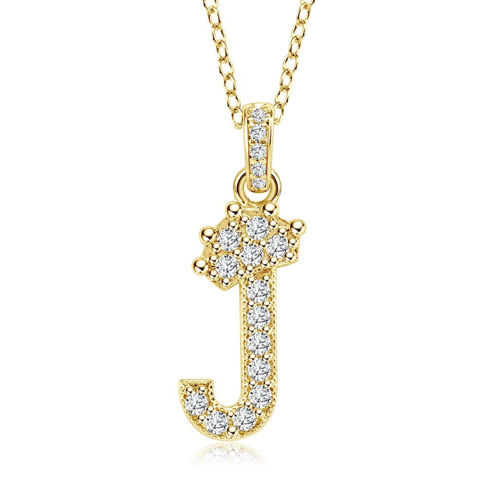 Gold-Plated Zircon Crown Letter Pendant Necklace - Women's Versatile Choker
