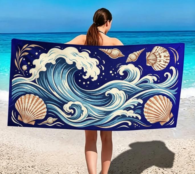 Dreamy Jellyfish Ocean Beach Towel, Microfiber Sand Free Quick Dry, Marine Life Print, Soft Absorbent