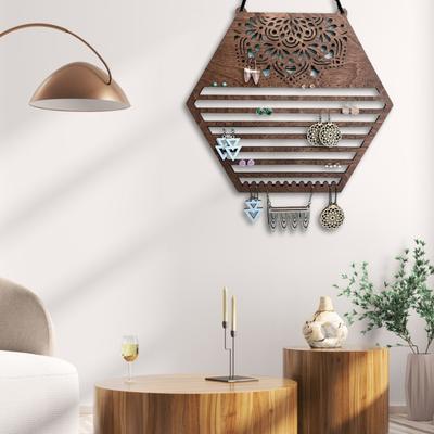 Ohrringhalter zum Aufhängen aus Holz, Wanddekoration, Schmuck-Organizer, Vintage-Ohrring-Display-Organizer für Frauen und Mädchen, Ohrringe, Halsketten