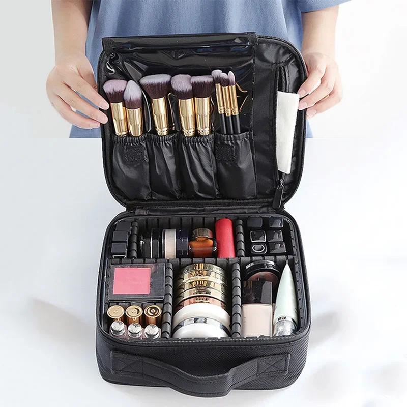 Makeup Case Large Makeup Bag Professional Train Case Travel Cosmetic Organizer Brush Holder Waterproof Makeup Artist Storage Box