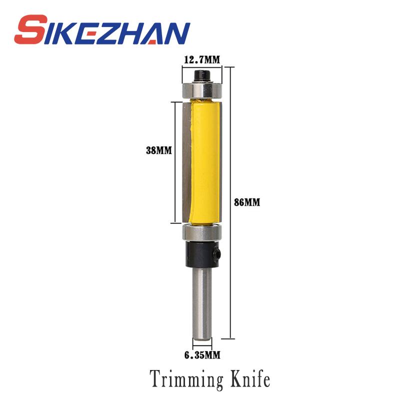 Flush Trim Router Bit with Top and Bottom Bearing 1‑1/2inch H * 1/4inch Shank Woodworking Tool Cnc Mill Woodworking Cutter Tool