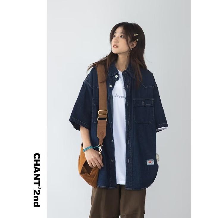 Japanese Retro Fashion Brand Summer Loose Denim Short Sleeved Shirt Artistic Youth Workwear Shirt Men'S And Women'S Layered Jacket