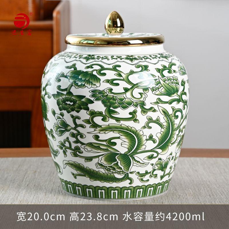 

Creative Dragon Entwined Lotus Ceramic Storage Jar Luxury Gold-Plated Moisture-Proof Sealed Jar Large-Capacity Storage Jar Decor