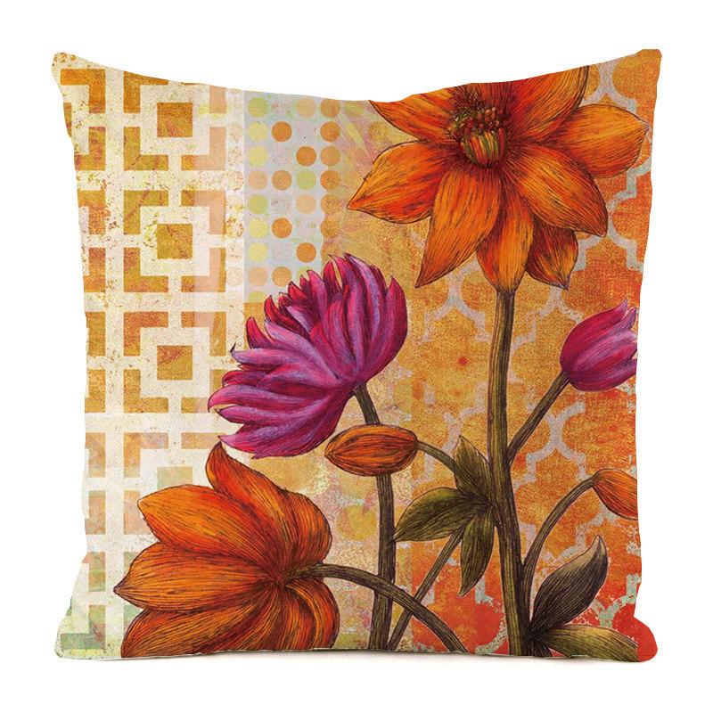 Heimdeko Bunte Blumen- und Schmetterlingsdruck Kissenbezüge Muster Kissenbezug Geeignet für Sofa Schlafzimmer Auto Kissenbezug