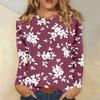 Women's Basic Long-sleeved T-shirt, Round Neck, Leaf Print, Plain Top, Everyday Pullover, Party Gift, Versatile T-shirt