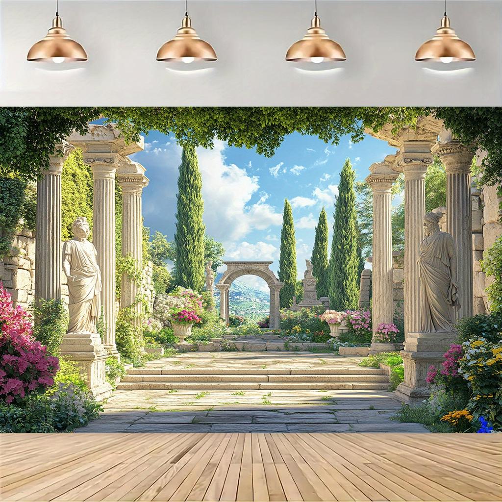 1 Piece Romantic Greek Palace Garden Wall Polyester Background Multi-purpose Party Banner Photography Background