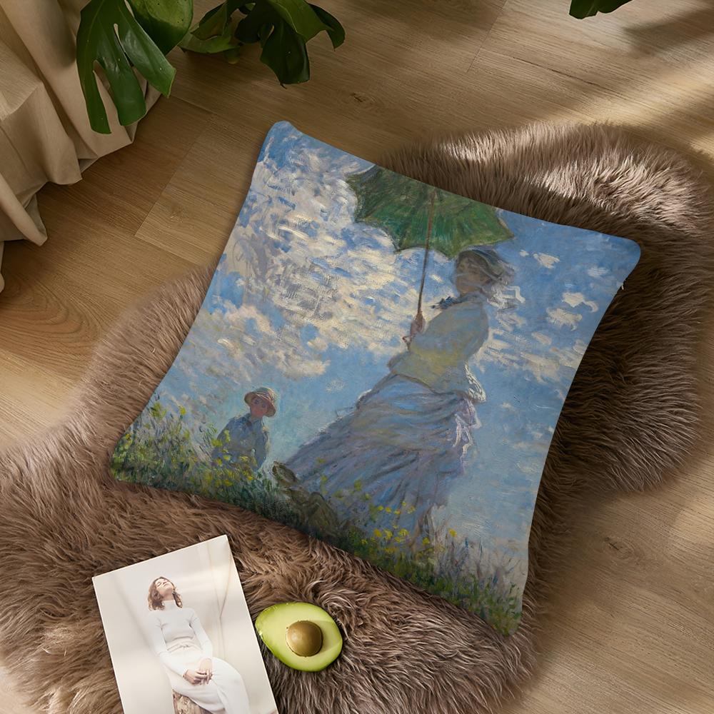 Water Lilies Claude Monet Fine Pillow Case living Room Home Sofa Office Shop Cover Printing Comfort Decoration Nordic Simplicity