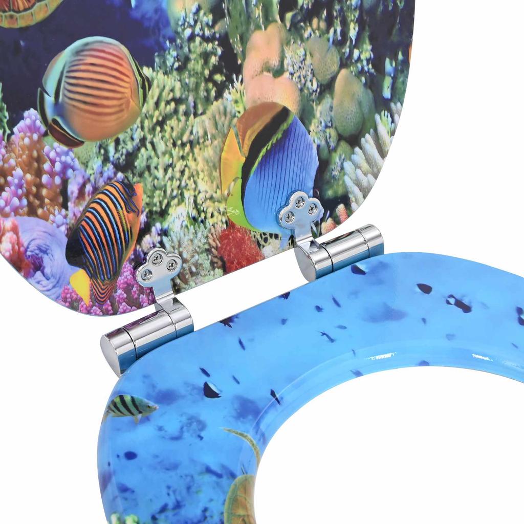 Soft Close Toilet Seat Set 2 pcs Deep Ocean Blue 44 x 38 cm