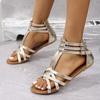 2024 Summer Ethnic Bohemian Plus Size Open Toe Buckle Strap Flat Sandals for Women