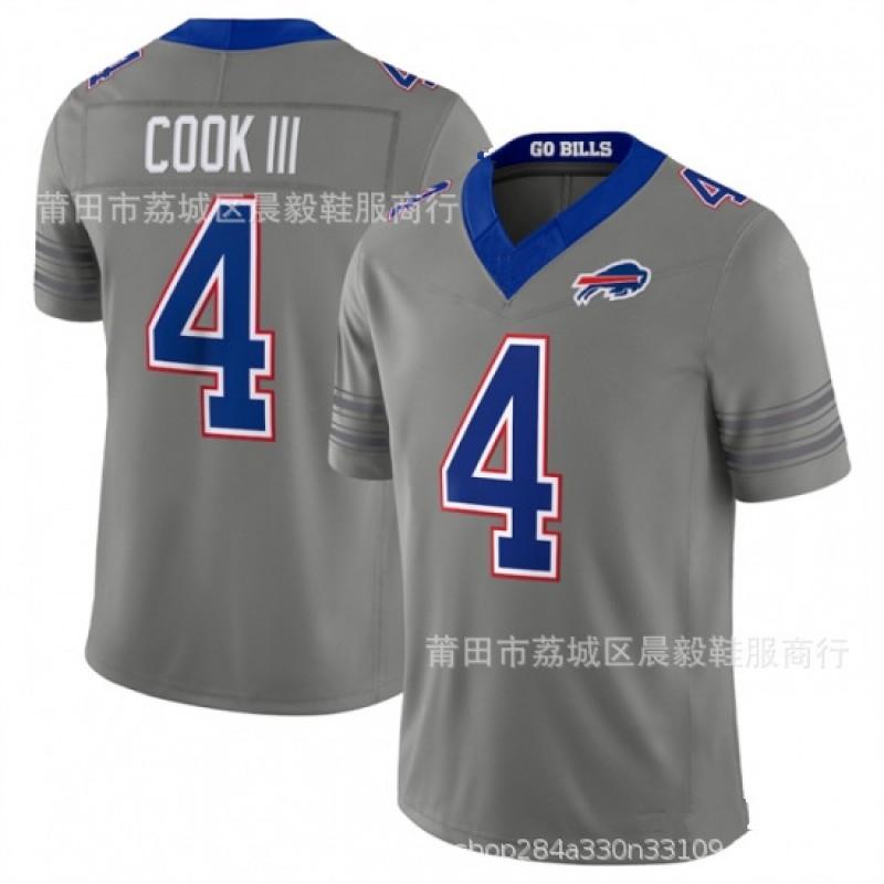 Buffalo Bills NFL Fútbol Jersey Allen 0 4 17 73 Gris Blanco Edición Speed Hombre Mezcla de Algodón Bordado Ropa Deportiva