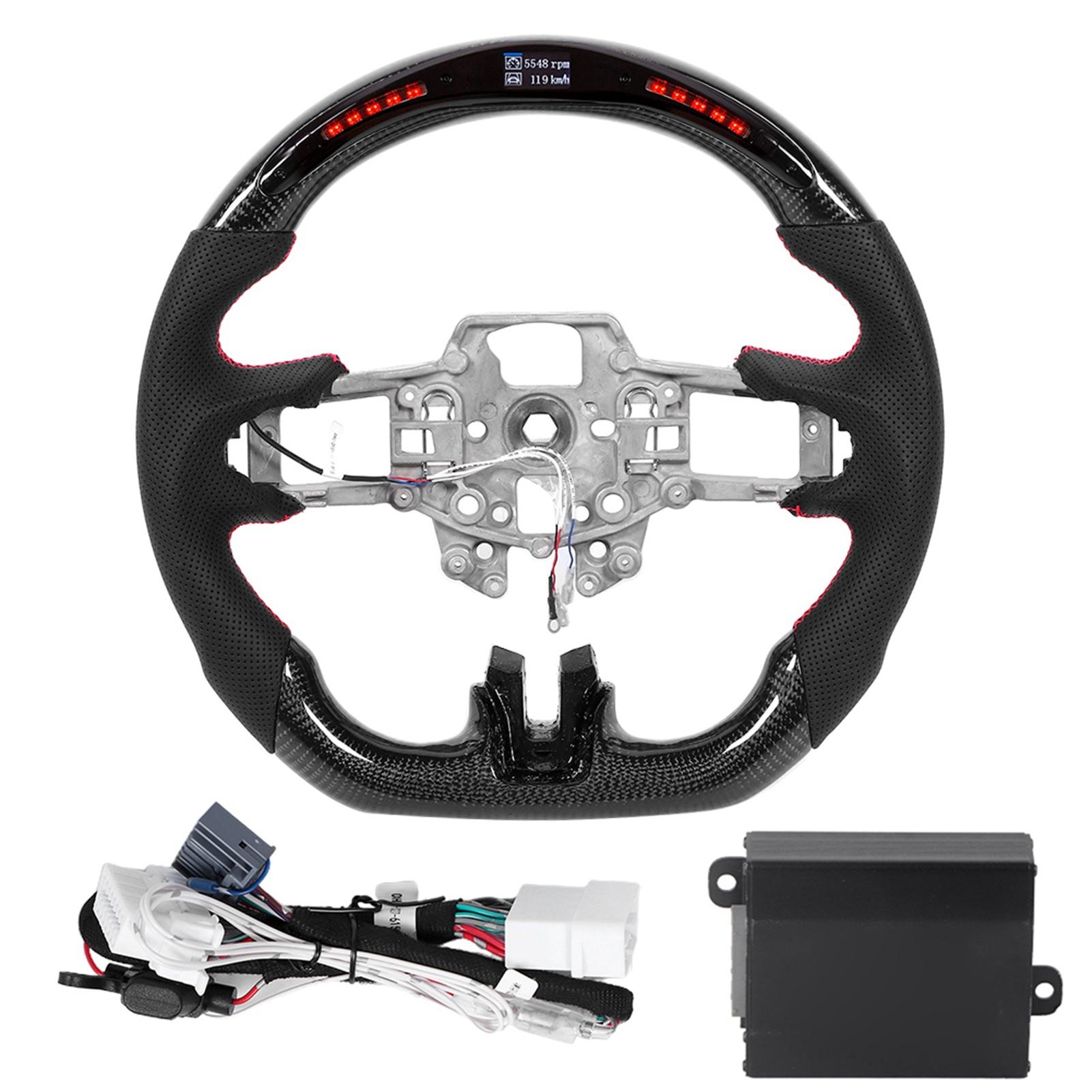 

Светодиодный руль из углеродного волокна, светодиодный дисплей рулевого колеса, подходит для V6 EcoBoost GT Shelby 2015‑2017 чёрный