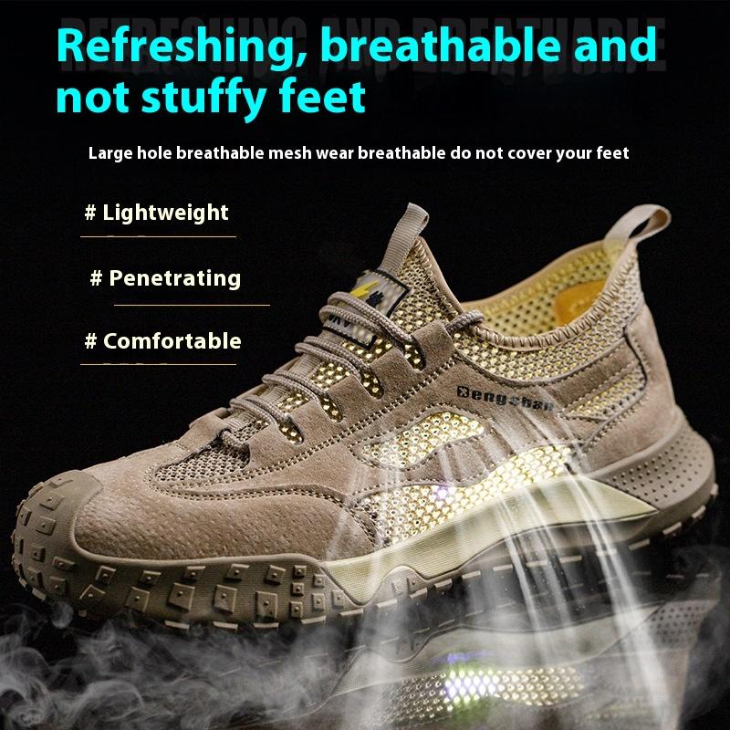 summer safety shoes breathable mesh work shoes with plastic toe industrial non-slip sneakers insulated work boots for welder