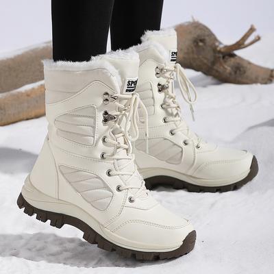 Winter Damen Schneestiefel High-Top Wasserdichte Stiefeletten Damen Dick Plus Warm Wanderstiefel Outdoor Baumwoll-Sneaker Botas Mujer