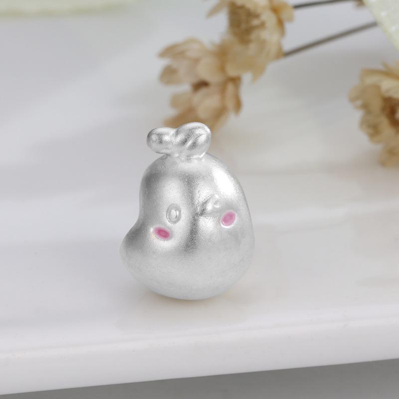 Sterling Silver 999 Crooked Pear Luck Charm Bead DIY Bracelet Accessory