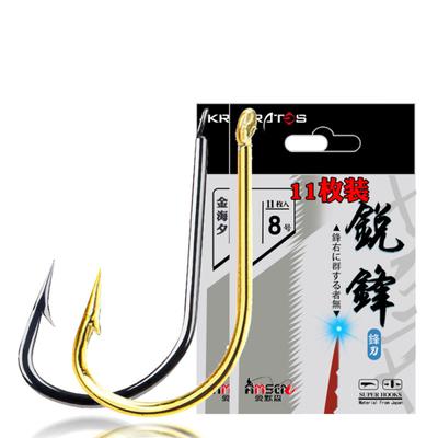11 Stück/Set Angelhaken Kohlenstoffstahl Widerhaken Fischhaken Gold Schwarz Angelausrüstung