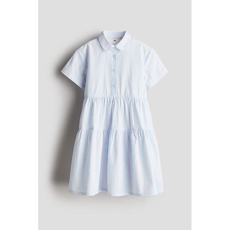 

HM Children s Clothing Girl Skirt 2025 Autumn New Arrival Casual Cotton Shirt Dress Princess Dress 1273390 Light blue/Stripes 110/60(4-5Y)