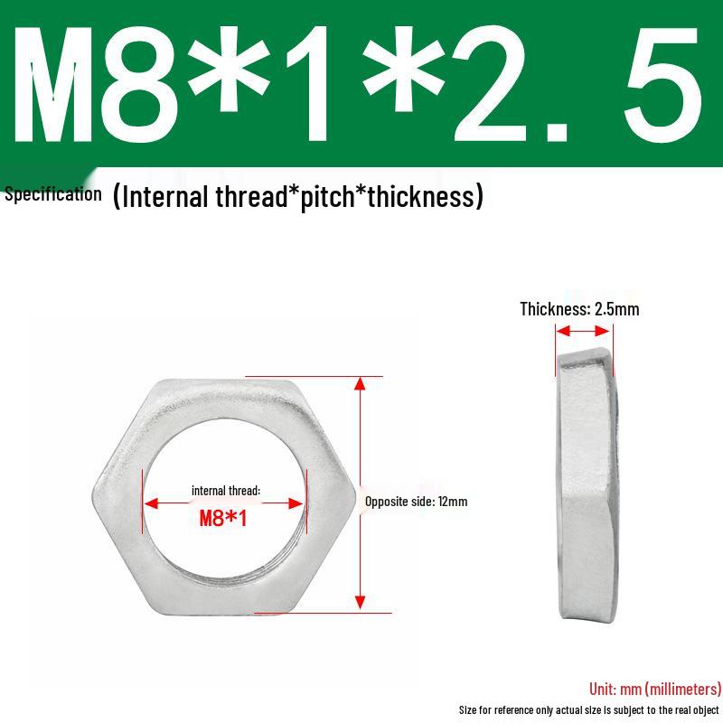 GB808 White Zinc Hex Thin Nut, Fine Thread, Lamp-Type, M6-M30