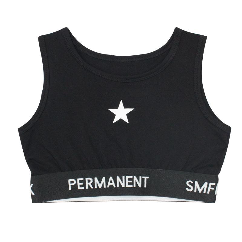 Dívčí černý crop top na jazzový tanec s vysokým pasem