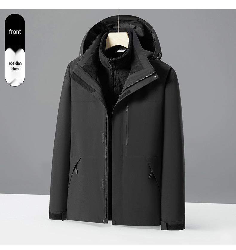 Men's & Women's Three-in-One Hooded Outdoor Jacket - Autumn/Winter Color Block Coat