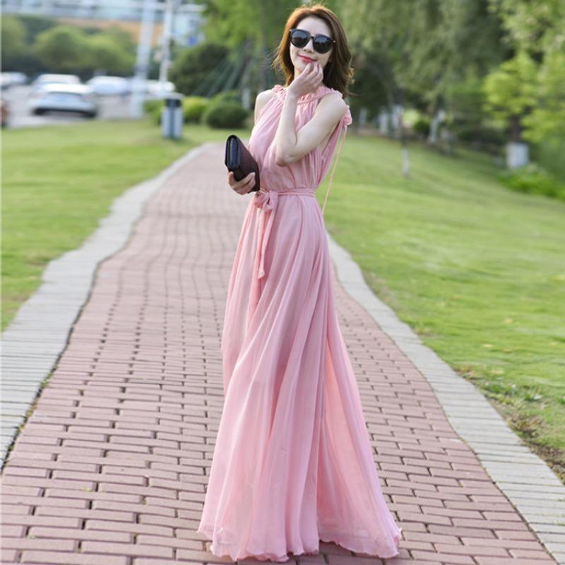 Travel Photo Desert Long Dress Women's Summer Swing Elegant Belt Slimming Seaside Holiday Beach Dresses