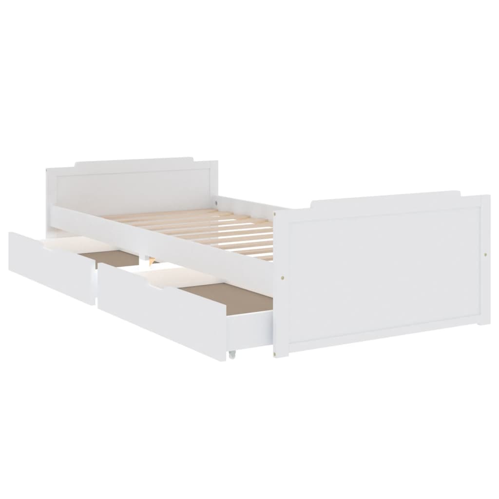 Vidaxl Struttura Letto con Cassetti, Bianca, Legno di Pino, 90 X 200 Cm