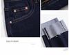 Clearance: Women's Deep Blue High-Waisted Slim-Fit Straight Leg Jeans with Rolled Hem