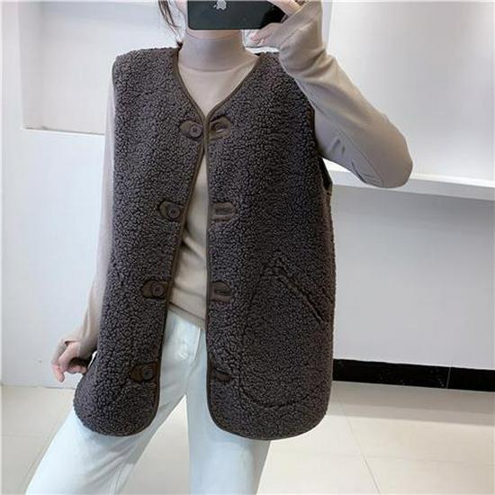 Women's 2023 Autumn/Winter Faux Fur Sleeveless Jacket - Korean Style Loose Fit Trend