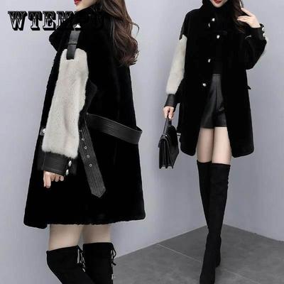 Kadın Kürk Ceket Kış Artı Kadife Kalınlaşma Suni Kürk Ceket Kadın Orta Uzunlukta Kürk Hepsi Bir Arada Moda Ceket