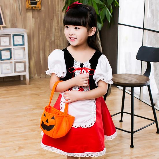1 Set Halloween Clothes Hobby Funny Cute Comfortable Beautiful Decorative Polyester Holiday Wear Cosplay Little Red Riding Hood Dress Birthday Gift