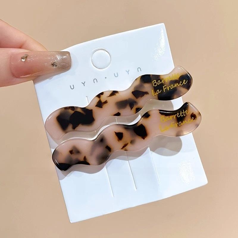 2Pcs New Y2K Wave Acetic Hairpins for Women Sweet Hair Decorate Side Hair Clips Barrettes Elegent Hair Accessories Daily Wear