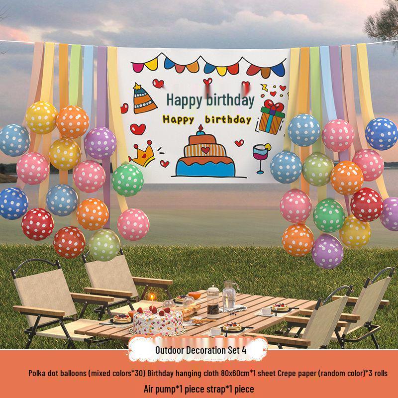 Xiaohongshu První narozeninová kempingová párty Balónky a banner pro děti