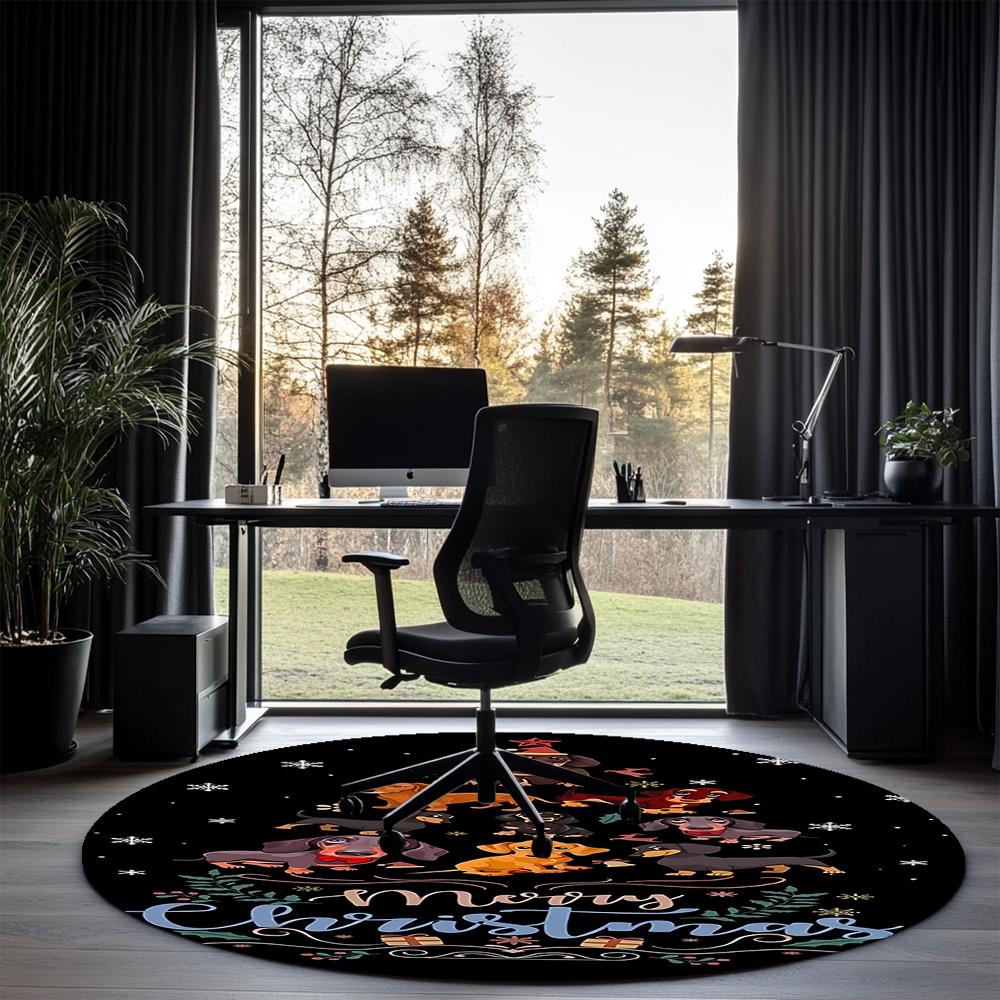 Christmas tree Printed Round Rug Carpet Chair Rug Area Rug Entryway Doormats,for Office Chair Living Room Bedroom Kitchen Room.