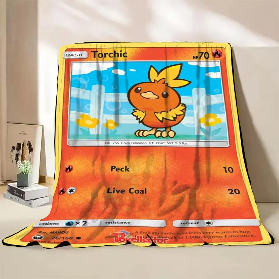 Pokémon Kaart Karakter Cartoon Flanellen Plaid Deken voor Slaapkamer Bed Bank Lunchpauze Picknick Reisdekens Kinderen Zachte Cadeaus