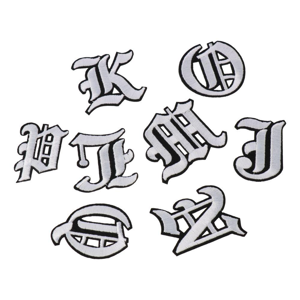 2 palce a-z Okrajová písmena Výšivka Bílý odznak Výšivky Nášivky Na bundu