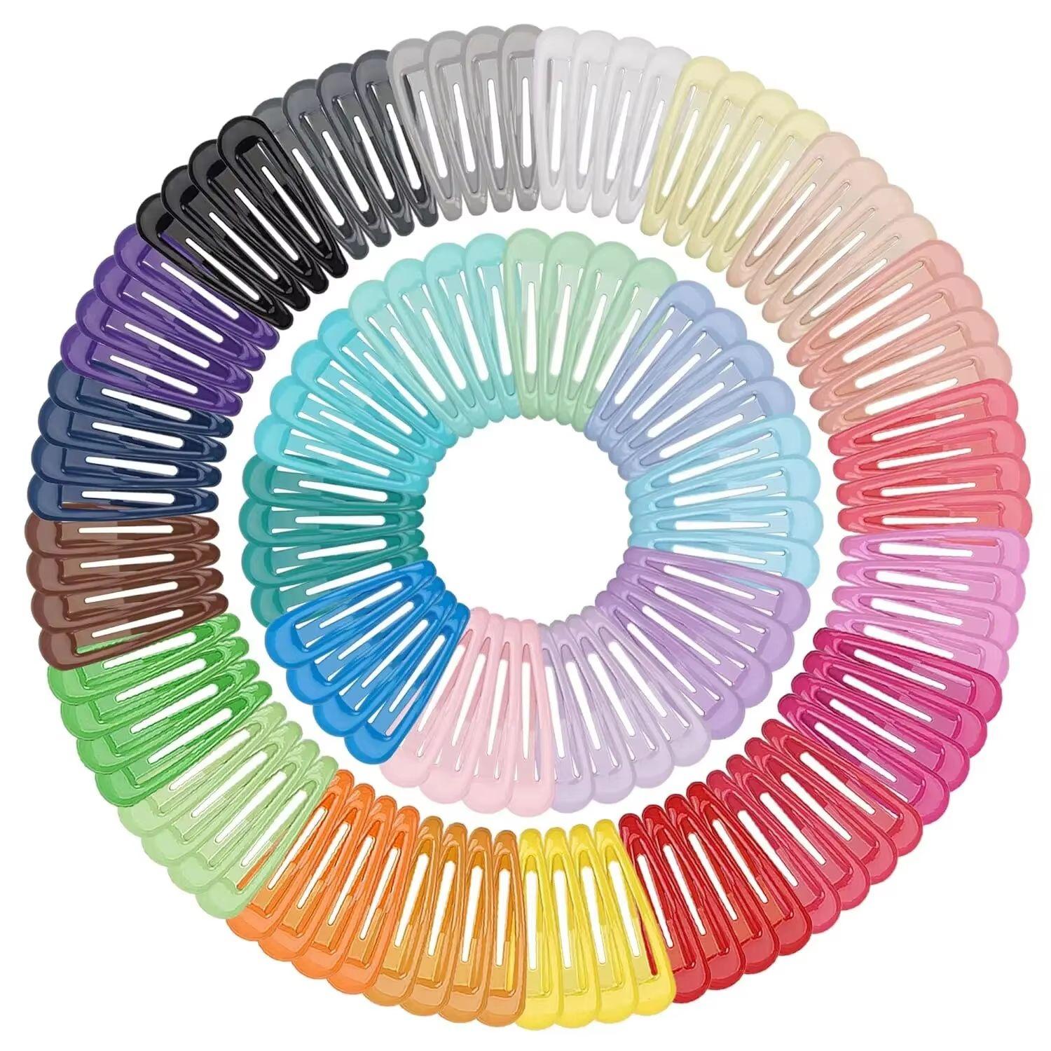 

50 шт. Заколки-клипсы для волос, конфетных цветов, глянцевые, 2 дюйма, нескользящие металлические заколки-клипсы, аксессуары для маленьких девочек, малышей 50pcs