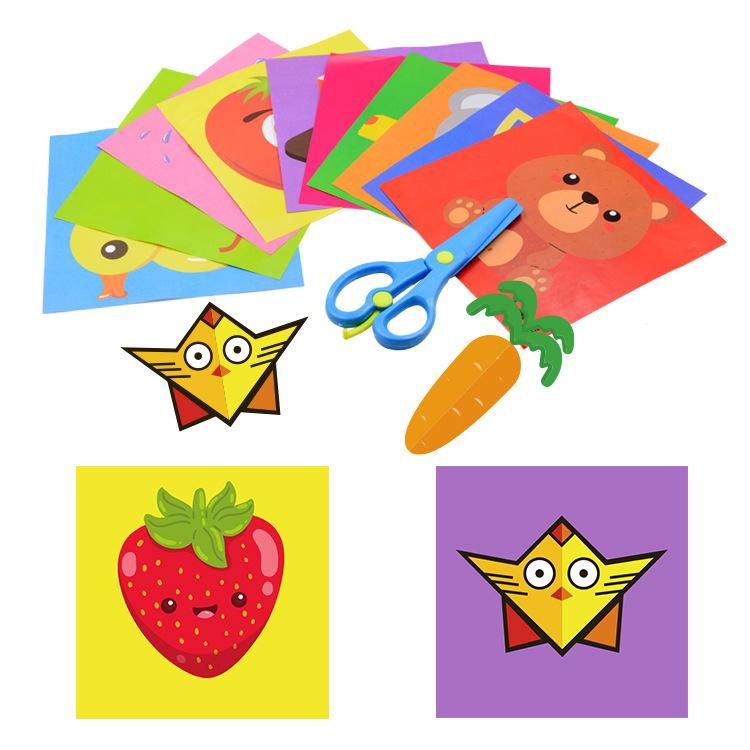Buntes Origami DIY-Set: Lustiges pädagogisches Papierschneideset für Kinder