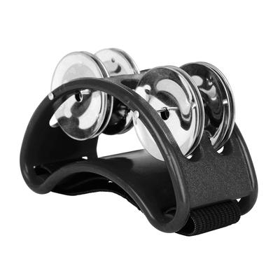 Percussion Fußschelle mit 4 Paaren Edelstahl Schellen & Elastikband Percussion Musikinstrument für